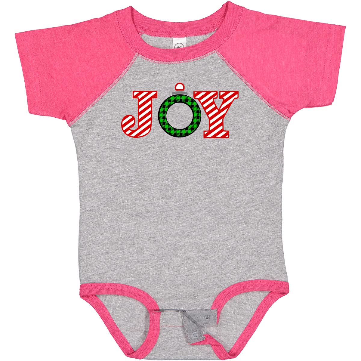 Inktastic Joy Christmas Ornament with Candy Cane Stripes Baby Bodysuit - Festive Holiday Outfit for Infants & Toddlers - Perfect for Christmas Photos, Family Gatherings & Holiday Celebrations