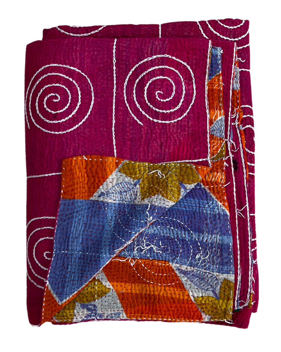 Lightweight Kantha Quilt No. 424 - Handmade Cotton Throw Blanket for Bed, Sofa & Travel - Perfect for Cozy Home Decor, Gift Giving and Yoga Meditation
