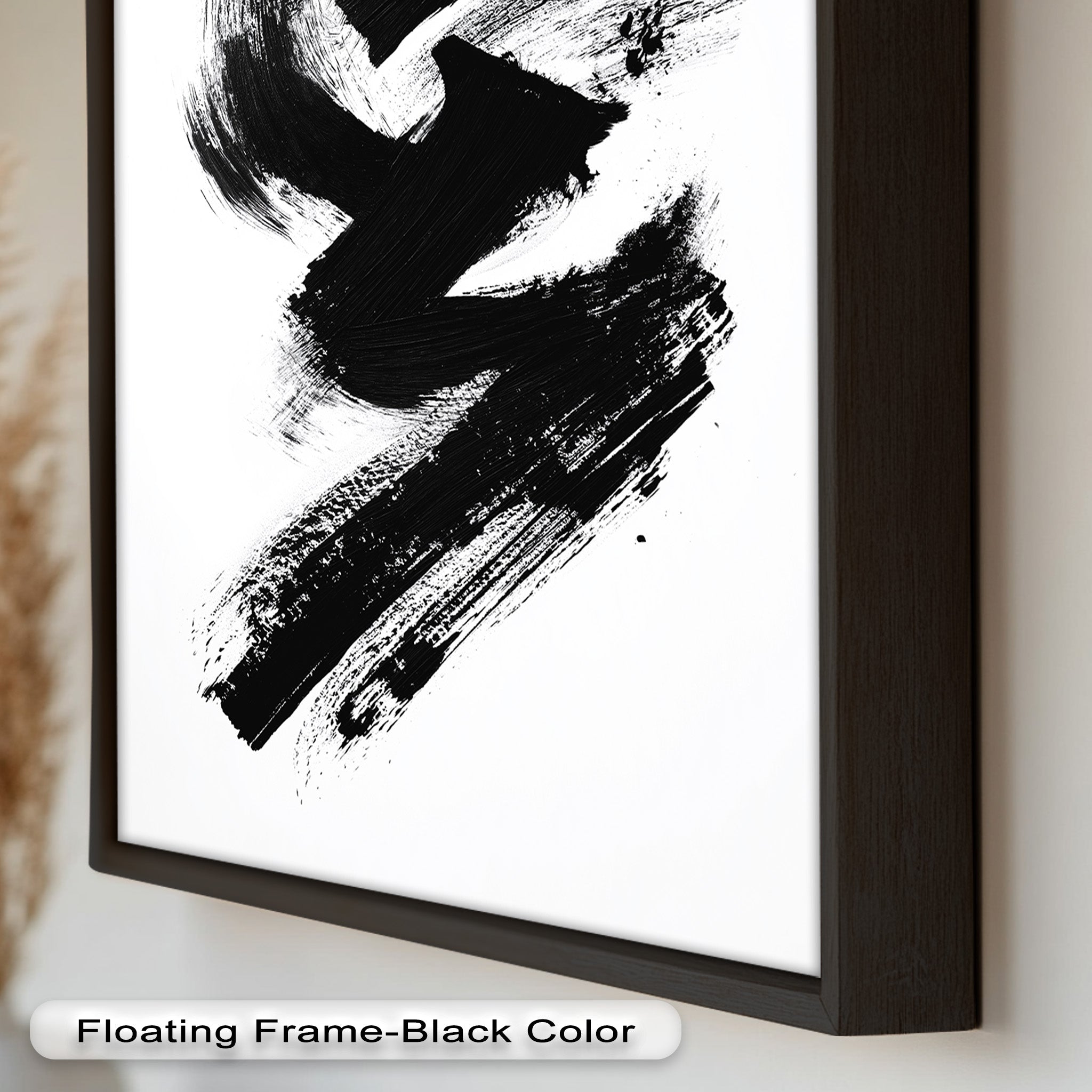 Black Brushstroke Abstract Oil Painting - Modern Wall Art for Living Room, Bedroom & Office Decor