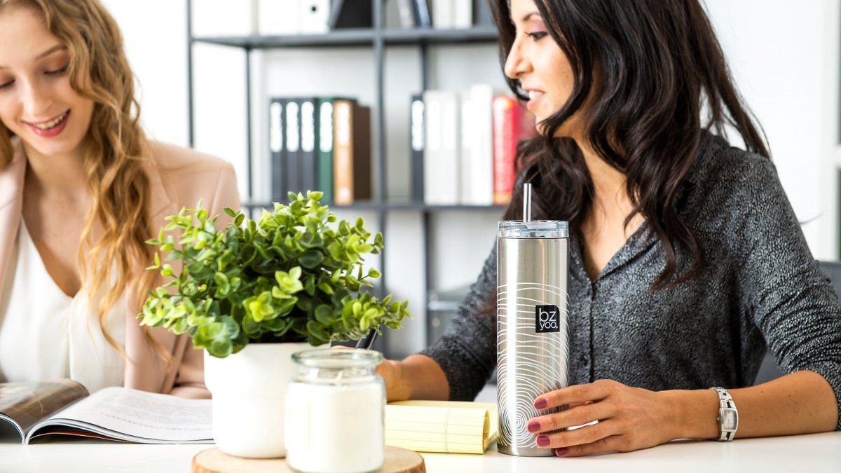 15oz Stainless Steel Vacuum Insulated Tumbler - Double Wall Thermal Coffee Mug, Hot & Cold Beverage Cup, BPA-Free, Organica White - Perfect for Office, Travel, Camping & Outdoor Activities