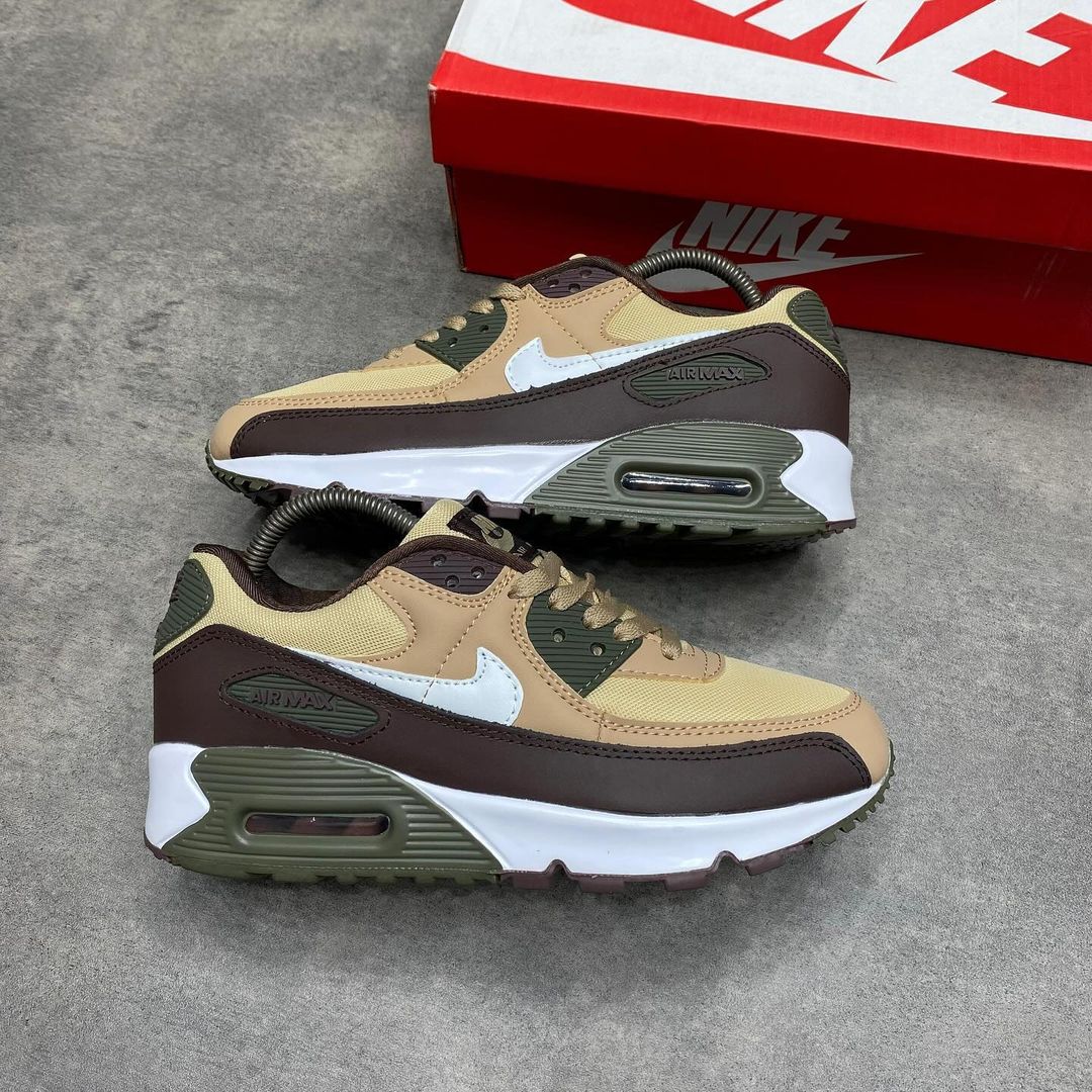 Nike AirMax 90 Sneakers for Men - Hemp Summit White Casual Running Shoes | Comfortable Athletic Footwear for Gym, Jogging & Everyday Wear