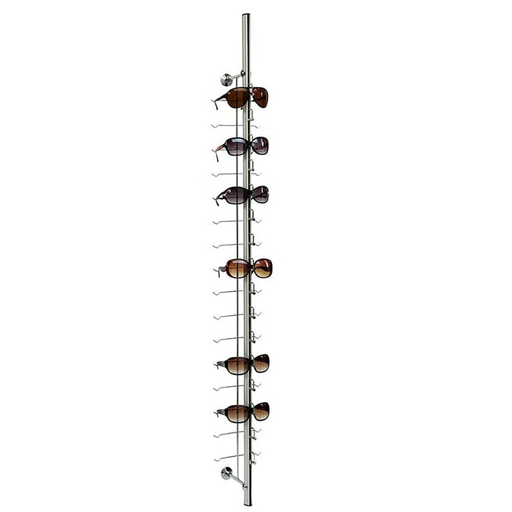 YIYIBYUS 10-Piece 4ft Aluminum Sunglasses Display Rack - Eyeglass Frame Stand Holder with 16 Slots for Retail Stores, Boutiques & Optical Shops - Durable Sunglass Storage & Organization Solution