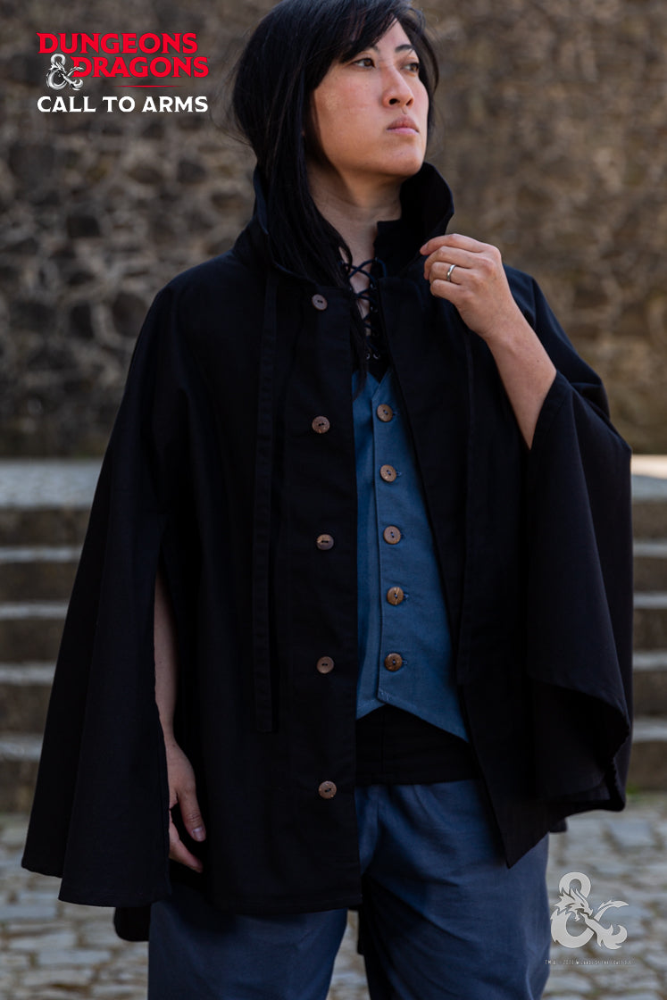 Dungeons & Dragons Rogue Cape - Black Cloak for Cosplay, LARP & Fantasy Roleplaying | Perfect for D&D Adventurers & Halloween Costumes