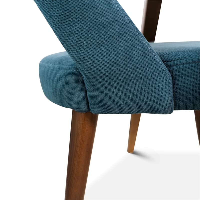 ASHCROFT Avol Mid-Century Modern Fabric Dining Chairs - Set of 2 Blue Upholstered Chairs for Kitchen, Dining Room & Home Office | Comfortable & Stylish Seating Solution