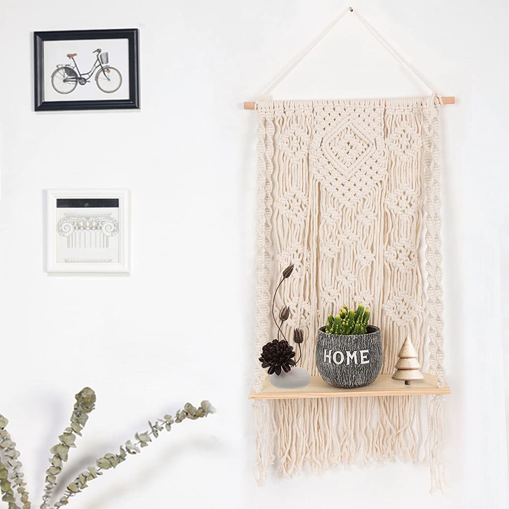 Handmade Macrame Wall Hanging Shelf - Boho Rope Plant Holder for Indoor Decor | Perfect for Living Room, Bedroom & Boho Home Style