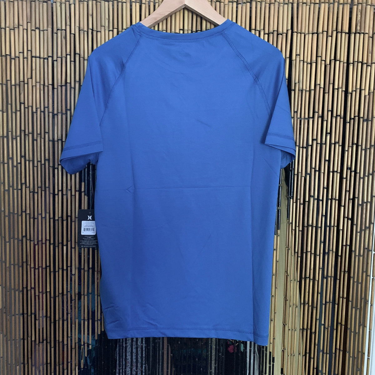 Men's UPF 50+ Sun Protection Rash Guard Shirt - Hurley Short Sleeve Swim Shirt in Blue/Star Sapphire | UV Blocking Surf Shirt for Swimming, Beach & Outdoor Activities