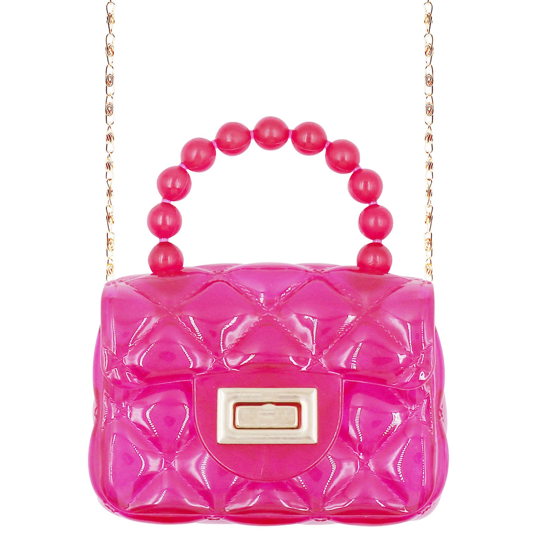 Cute Mini Jelly Crossbody Purse for Girls - Transparent Candy Color Shoulder Bag with Pearls & Top Handle - Perfect for School, Parties & Everyday Use