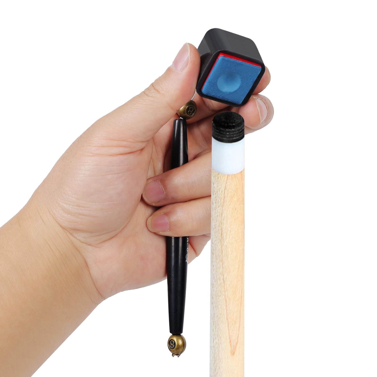 Vefungyan 2-in-1 Billiard Pool Cue Chalk Holder & Tip Pricker - Includes 8pcs Premium Pool Chalk - Perfect for Professional Pool Players & Home Game Rooms
