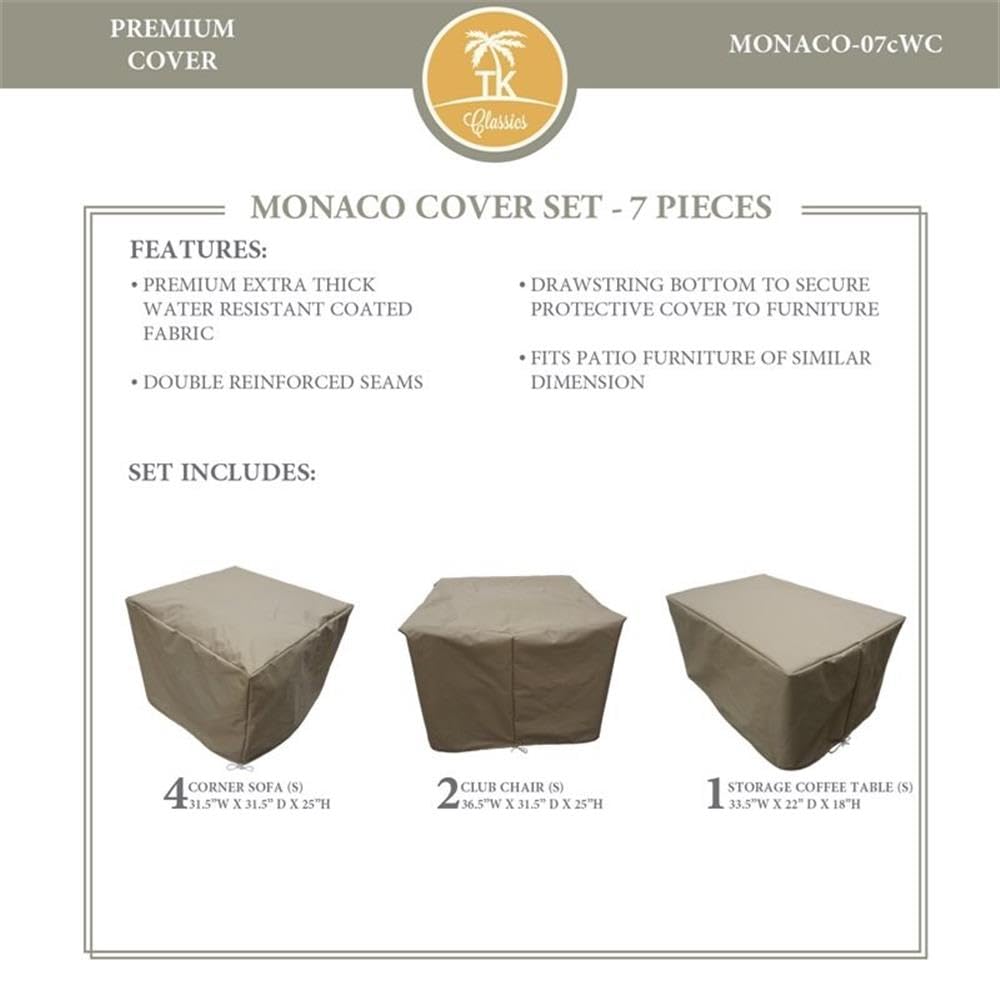 TK Classics MONACO-07cWC Waterproof Patio Furniture Covers - Beige Outdoor Furniture Protector for Sofa, Chair, Table - All-Weather Protection for Rain, Sun, Snow