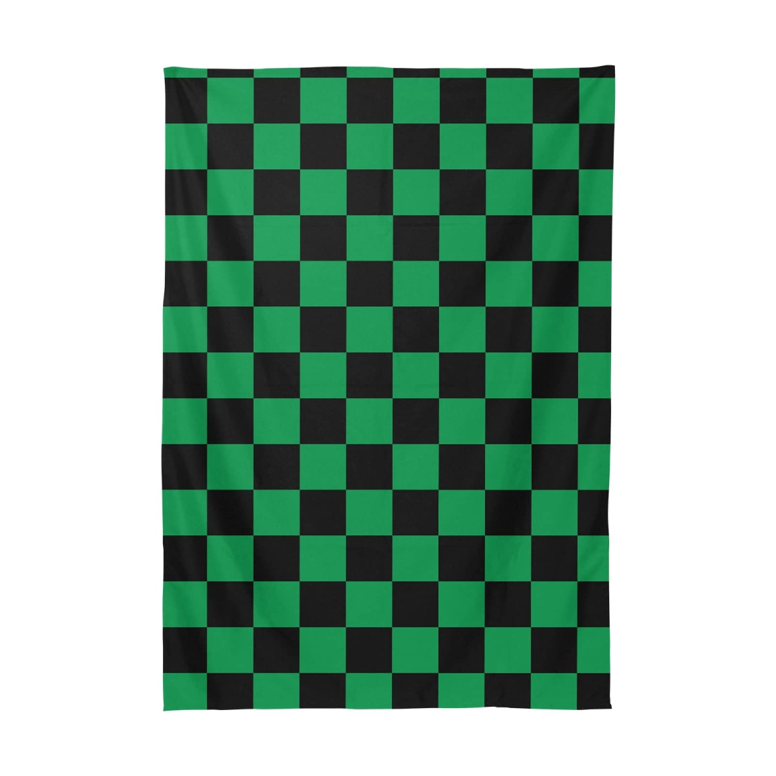 Green and Black Checkered Polyester Tablecloth 60x120 Inches - Rectangle Party Table Cover for Dinner, Picnic, BBQ & Holiday Decorations - Washable & Wrinkle-Resistant