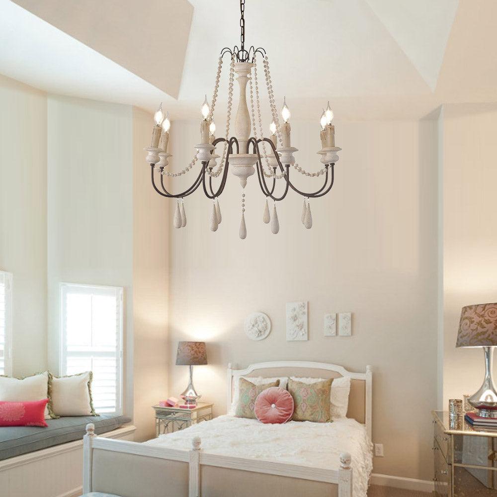 Elegant Beaded Chandelier with Candle-Style Lights - Perfect for Dining Room, Bedroom, or Living Room Decoration