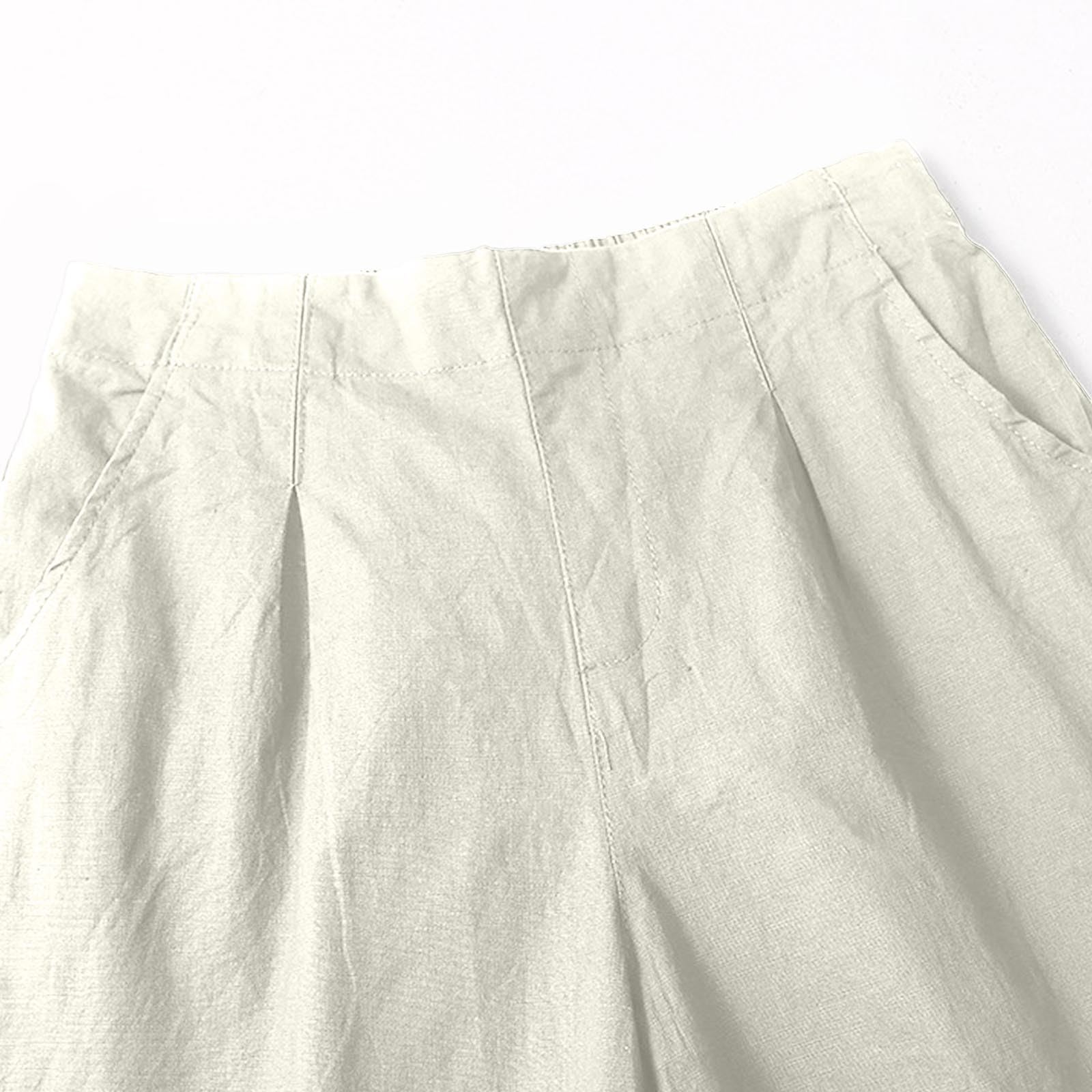 Women's Cotton Linen Shorts - Mid-Rise Drawstring Summer Shorts for Casual Outings
