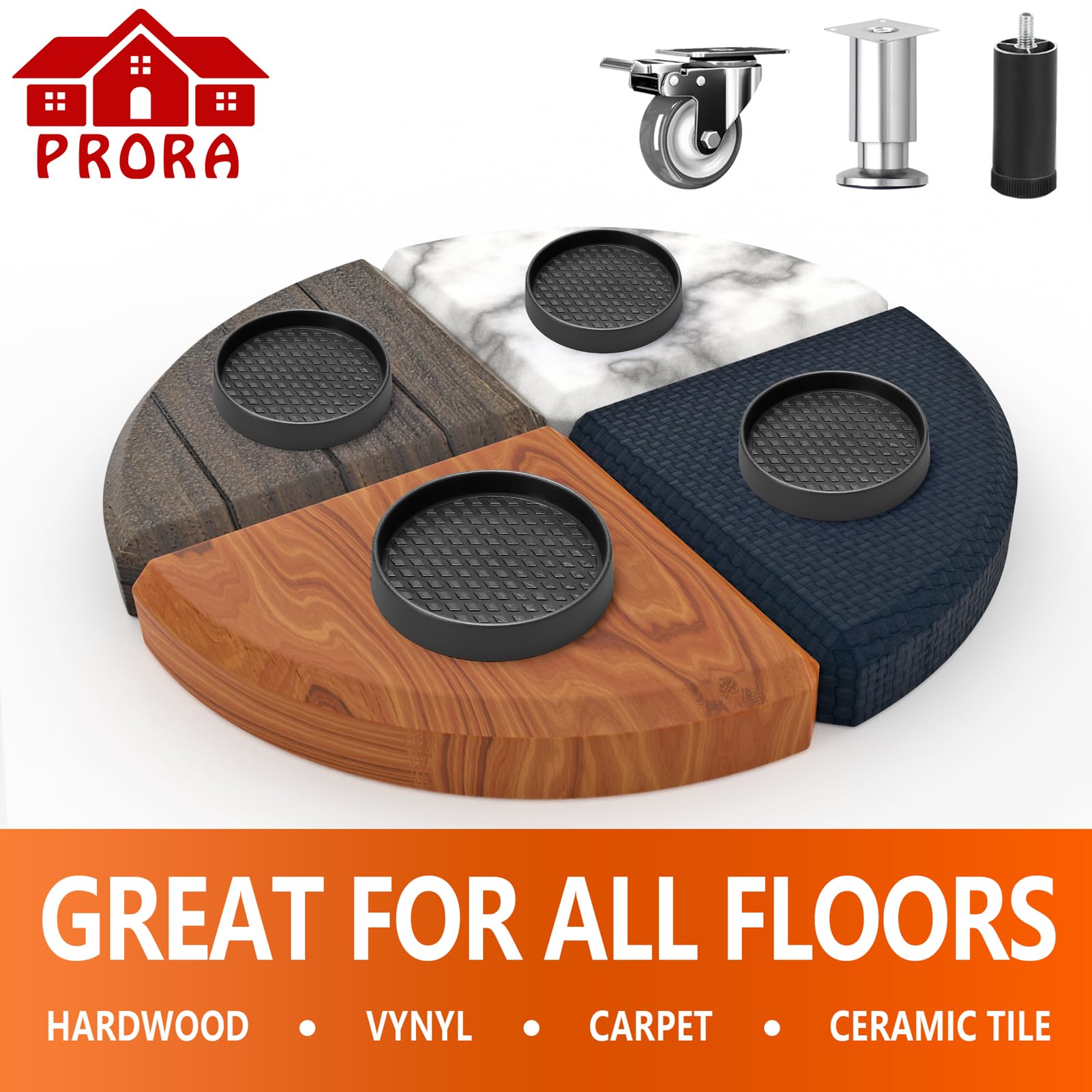 Non-Slip Furniture Coasters - Premium Rubber Pads for Hardwood Floors Protection | 4-Pack 3