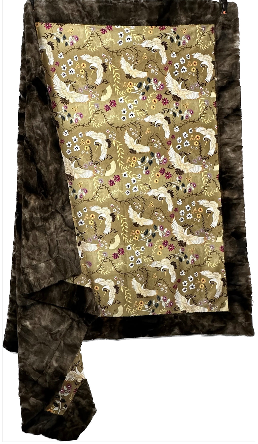 Premium Brown Rabbit Tie Dye Blanket with Crane & Floral Design - 54x76 Inches Soft Spoonflower Fabric for Adults | Perfect for Bedroom Decor, Cozy Sofa Throw, and Gift Giving