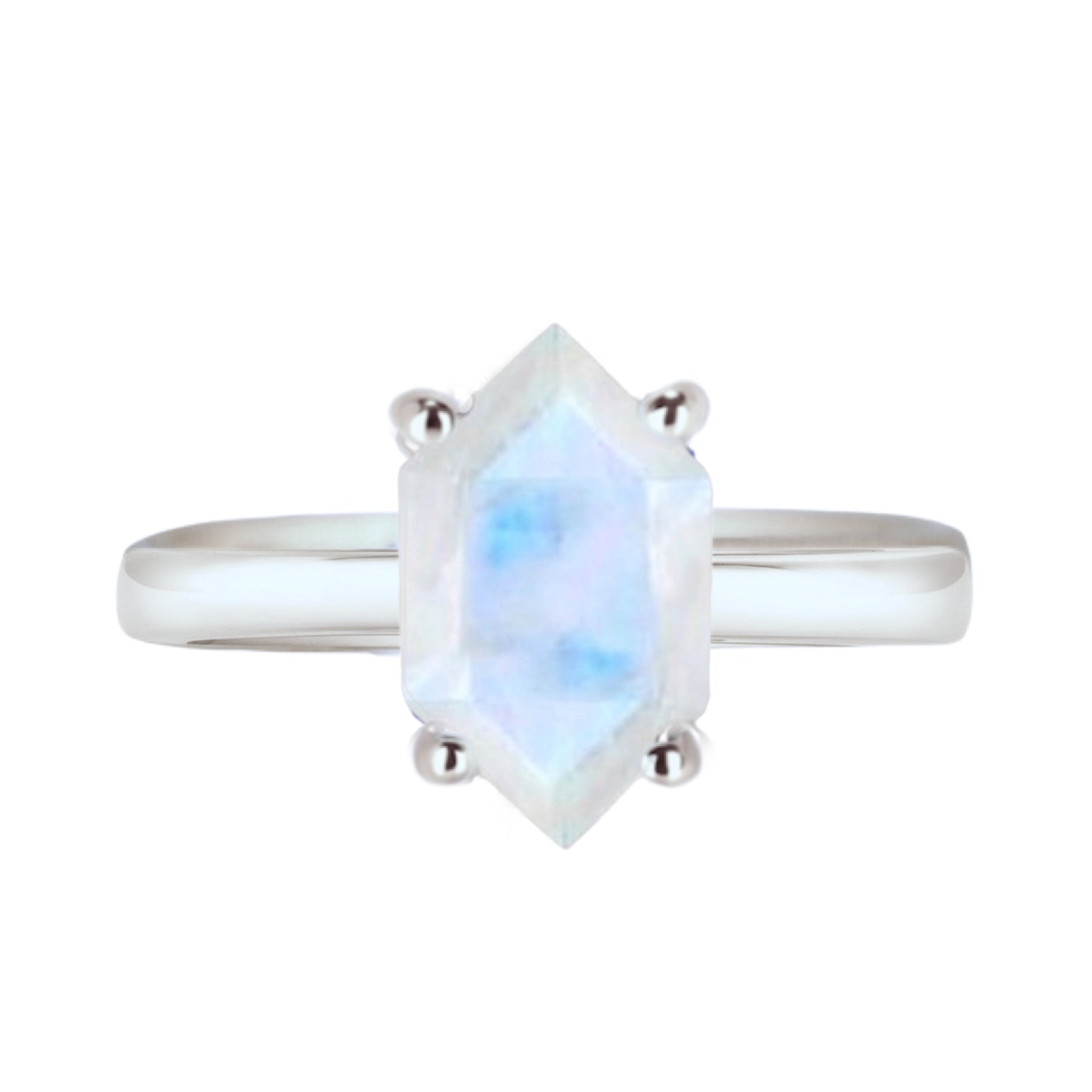 Laihas Mini Hexagon Crystal Moonstone Ring for Women - Elegant Boho Jewelry Gift for Birthday, Anniversary & Everyday Wear