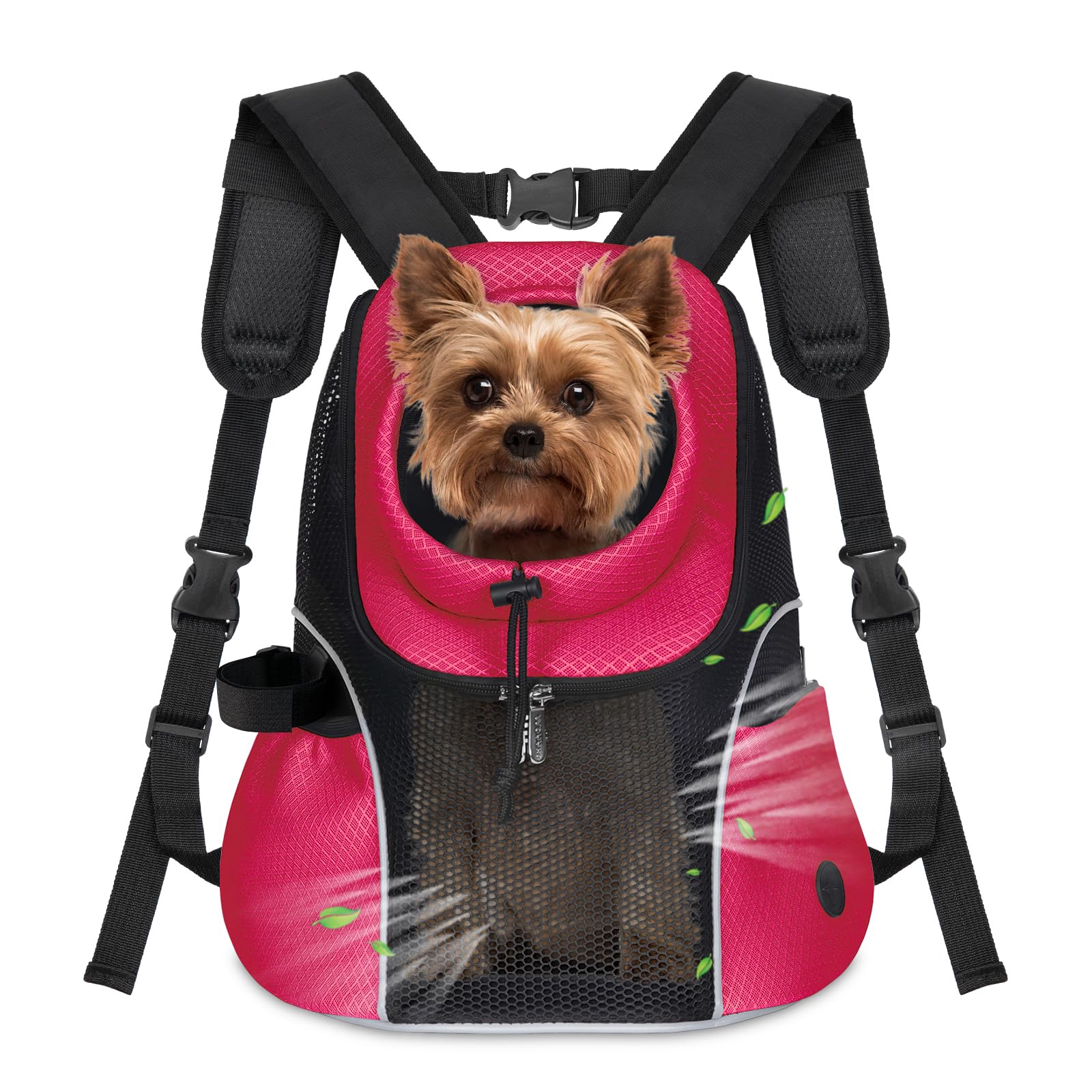 WOYYHO Ventilated Mesh Pet Dog Carrier Backpack - Front Facing Small Dog Carrier with Safety Belt for Travel, Hiking & Cycling (5-9 lbs) | Rethink Pink | Perfect for Outdoor Adventures, Airplane Travel & Daily Commutes
