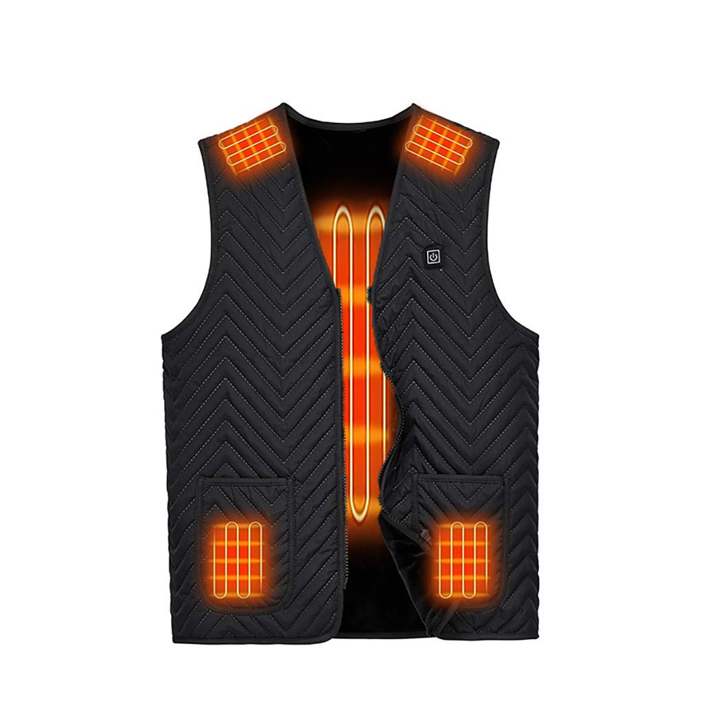 Sinifer 5V USB Heated Vest for Men & Women - Lightweight Electric Heating Jacket with Adjustable Temperature, Machine Washable - Perfect for Motorcycle Riding, Camping, Hiking & Outdoor Activities (Battery Not Included, Black)