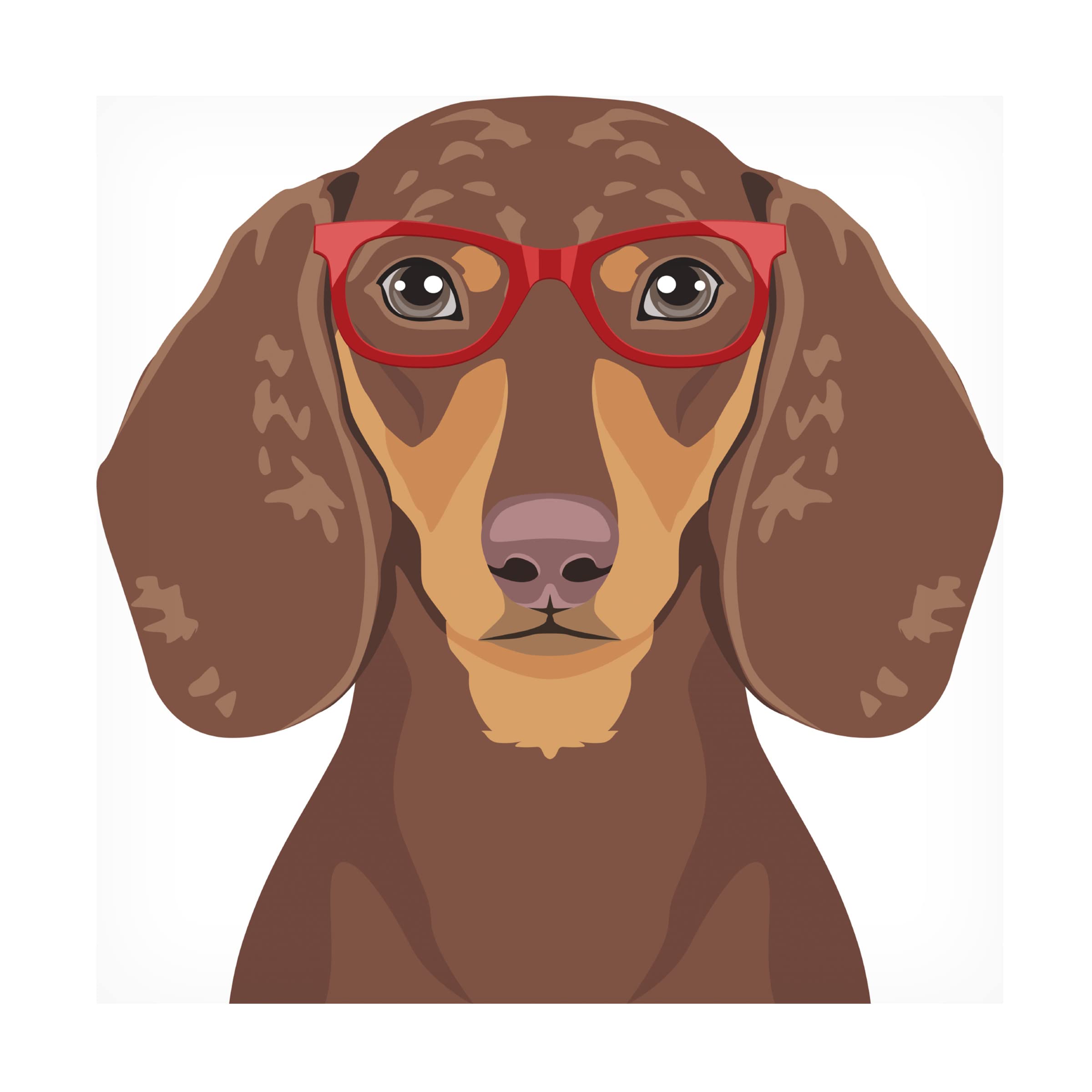 Trademark Fine Art 'Dachshund Wearing Hipster Glasses 4' Canvas Wall Art - Funny Dog Painting for Living Room, Bedroom & Office Decor