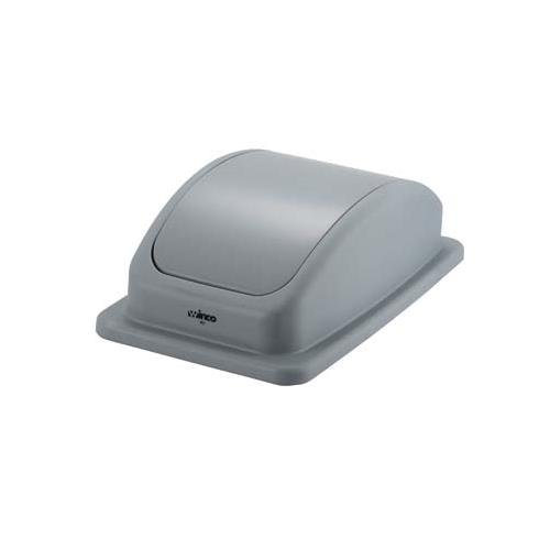 Winco PTCL-23 23 Gallon Gray Slim Trash Can Lid - Durable Kitchen & Office Waste Bin Cover for Small Spaces