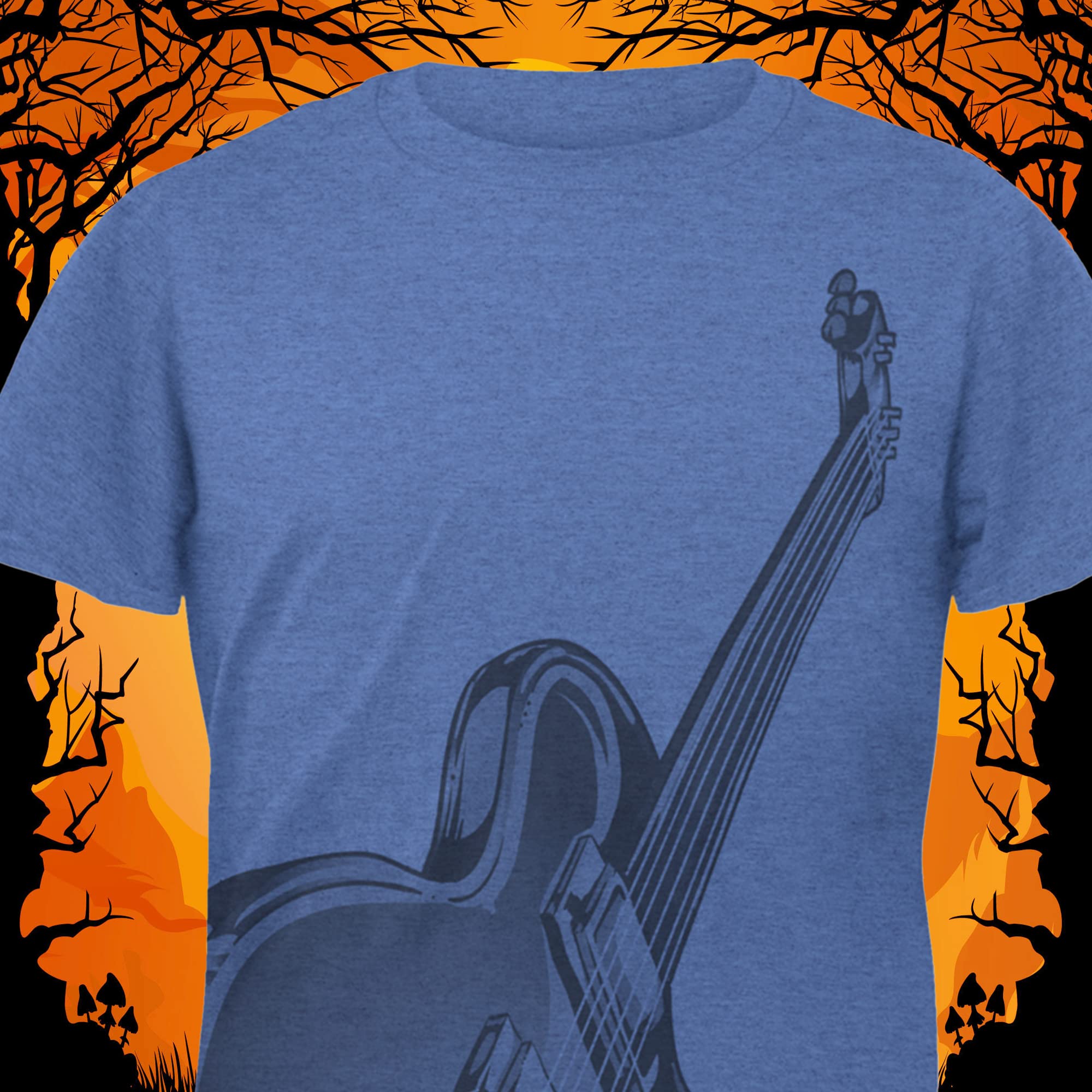 Old Glory Electric Air Guitar Funny Costume T-Shirt for Men - Heather Royal 2XL | Rock Star Outfit, Music Lover Gift, Concert Party Apparel