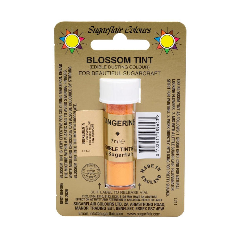 SUGARFLAIR Tangerine Blossom Edible Food Coloring Dust - 7ml Orange Tint for Cake Decorating, Baking & Dessert Garnish