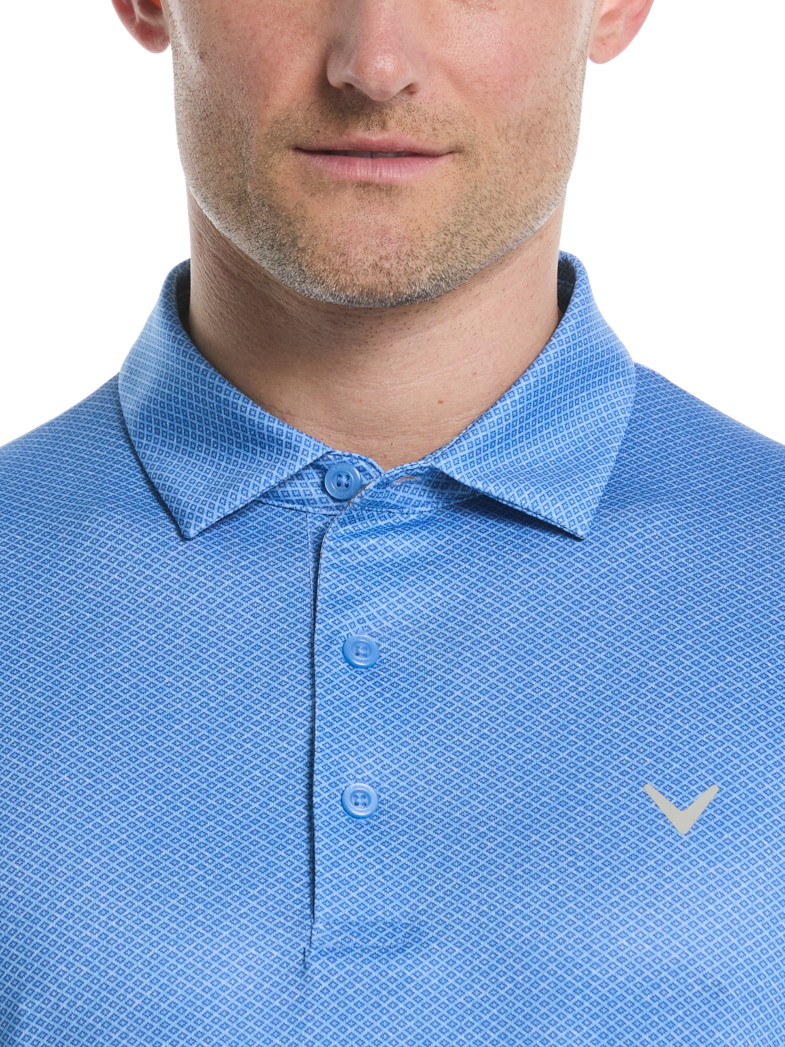 Men's Heather Geo Print Golf Polo Shirt - Breathable Quick-Dry Performance Tee for Golf, Casual Wear & Outdoor Activities