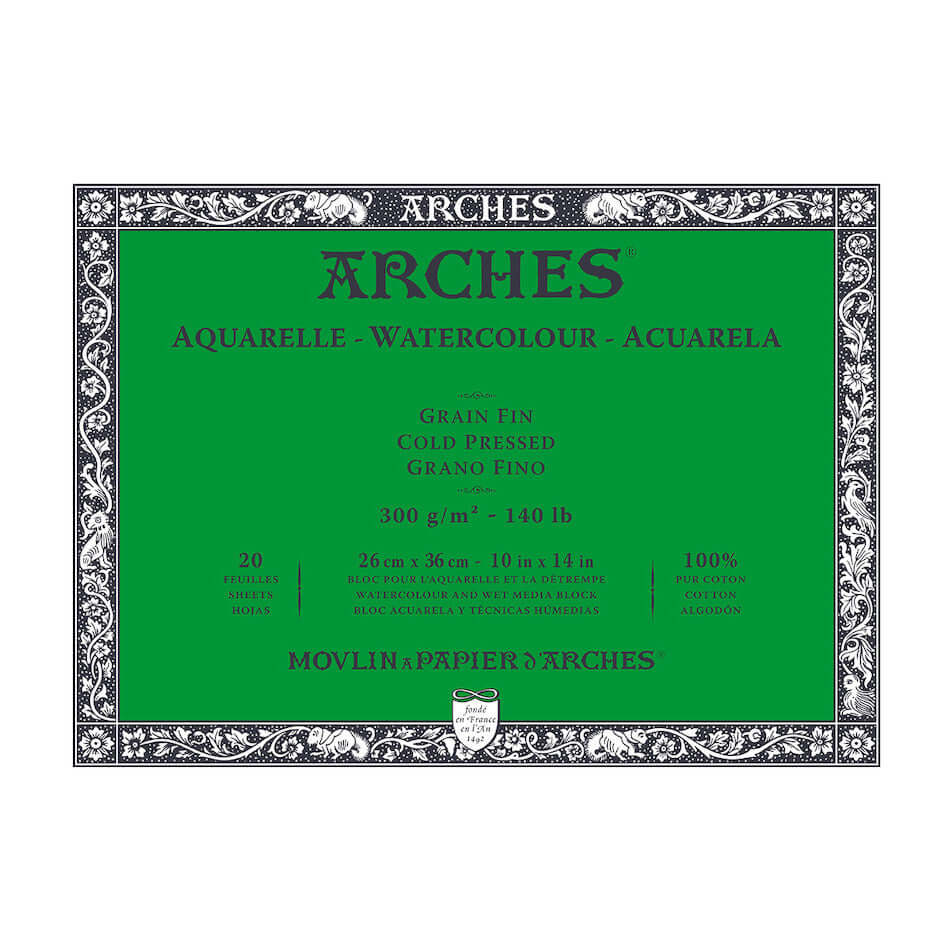 Premium Arches Watercolor Cold Pressed Paper Block 26x36 Inches - 100% Cotton Acid-Free for Professional Artists, Ideal for Watercolor Painting, Sketching & Mixed Media Art Projects