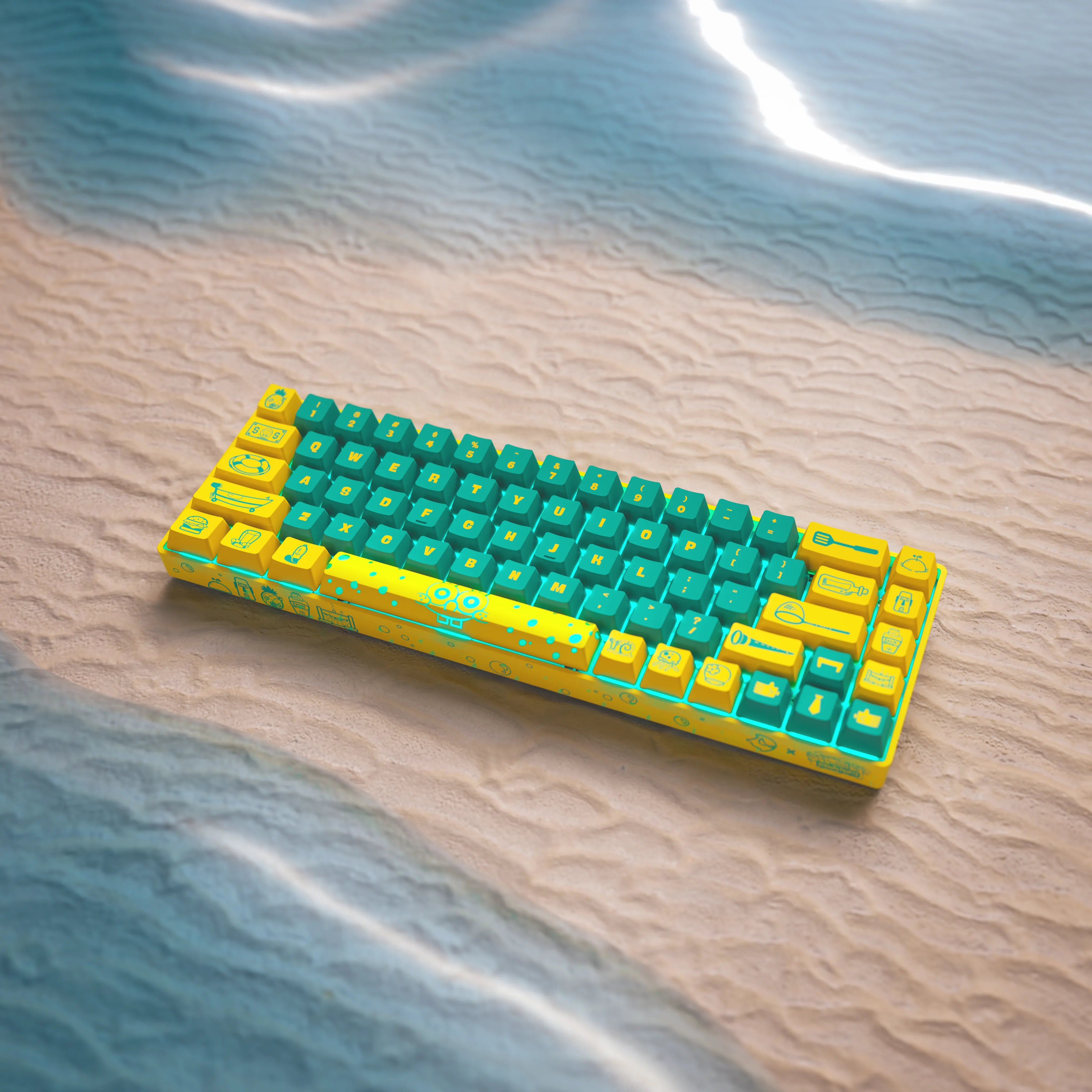 SpongeBob SquarePants Gaming Keyboard and Ergonomic Chair Set - Perfect for Gamers, Streamers & Anime Fans - Home Office & Gaming Room Setup