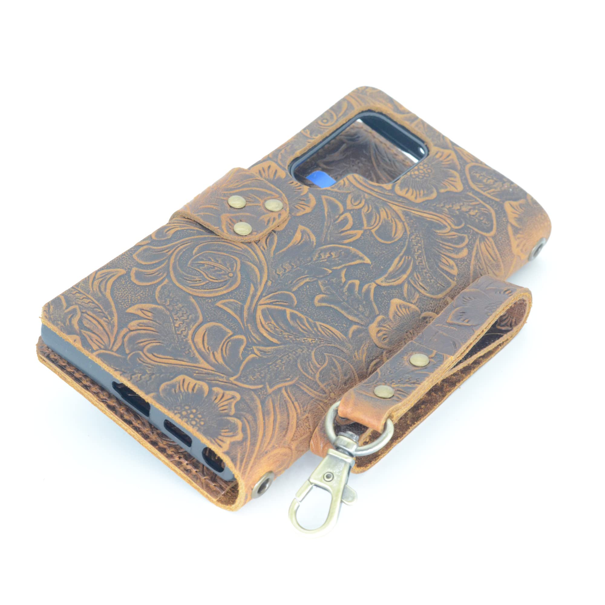 Vintage Leather Wallet Case for Samsung Galaxy S24 Ultra/S23/S22 Ultra/S21 Plus/S20 5G - Handmade Retro Style Phone Cover with Card Slots | Perfect for Business, Travel & Everyday Use