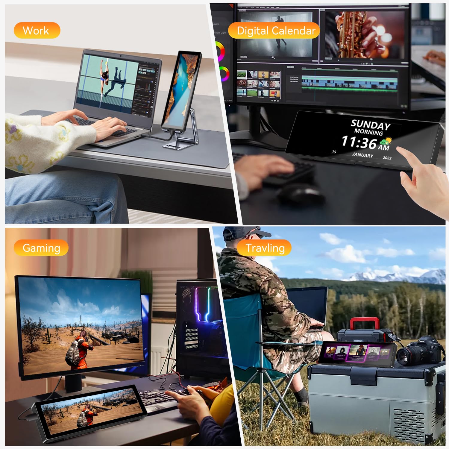 8.8 Inch IPS USB Touchscreen Monitor - AIDA64 PC Temperature & RAM Data Display, ARGB Sensor Panel for Raspberry Pi, Computer Case & Gaming PC Setup | Perfect for System Monitoring, Smart Home Control & DIY Projects