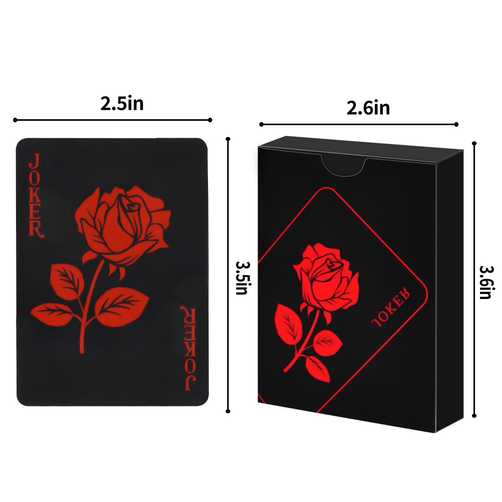 Joyoldelf Black Rose Pattern Playing Cards - 2 Decks of PVC Plastic Waterproof Cards for Poker, Magic Tricks, Family Game Night & Party Entertainment - Elegant & Durable Card Decks for Adults & Professionals