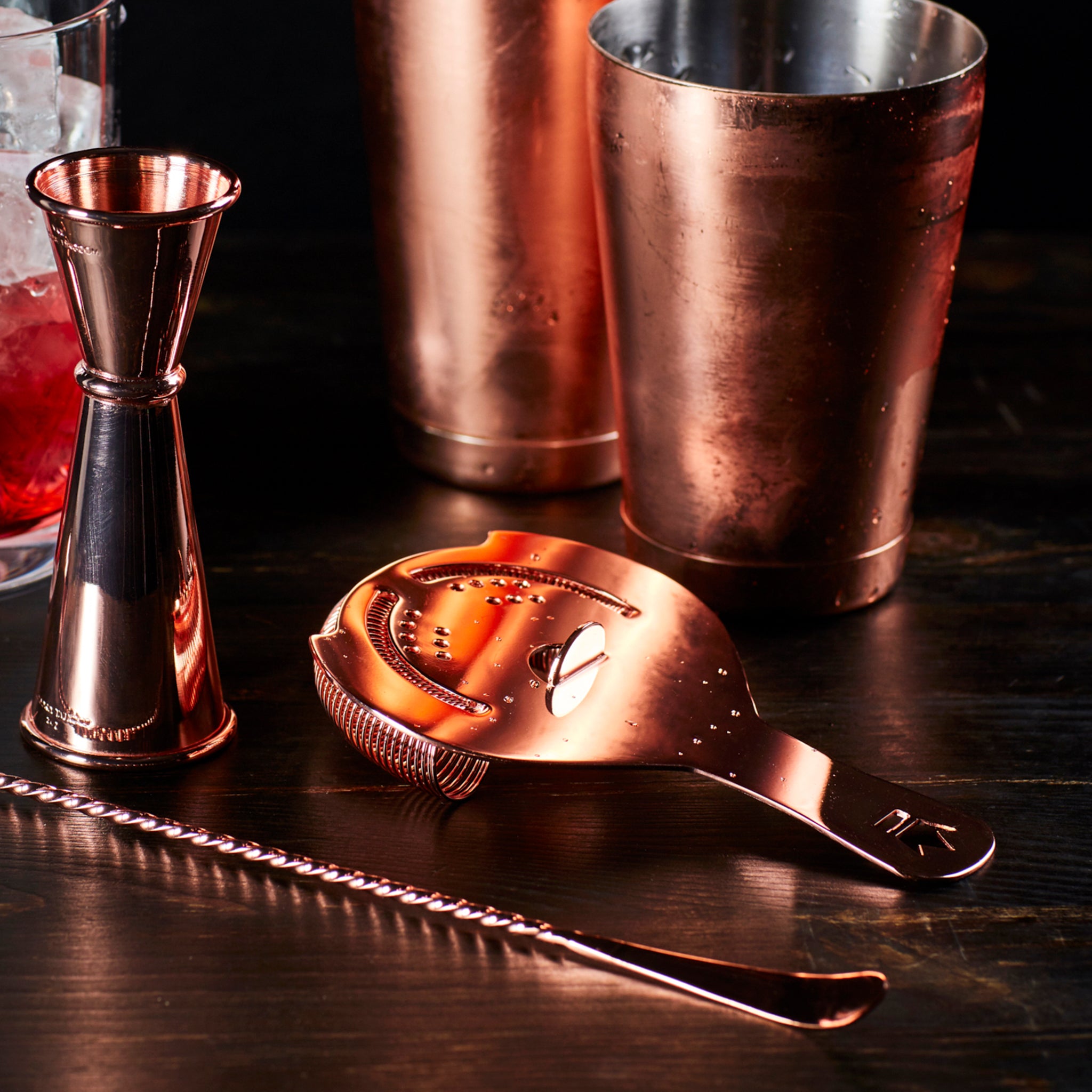 Premium KORIKO® Cocktail Strainer - Copper Plated Bar Tool for Mixing and Serving Cocktails, Perfect for Home Bars and Professional Bartenders