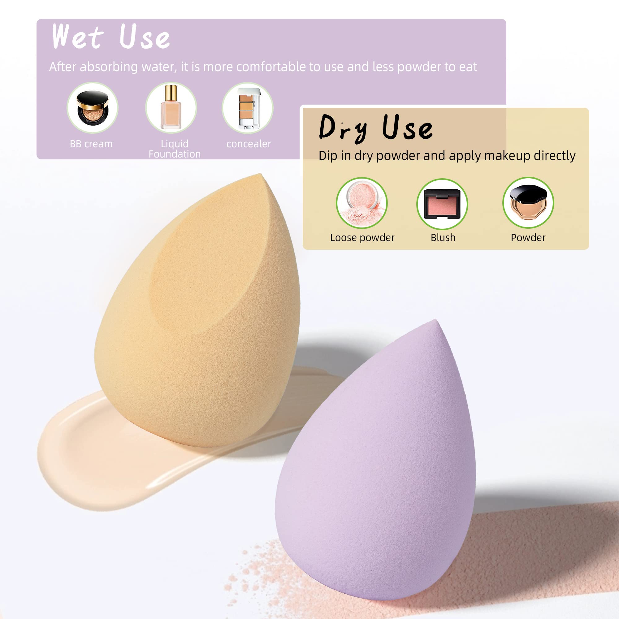 Beauty Blender Makeup Sponge Set - Professional Liquid Foundation Blender with Travel Storage Box (Multicolor) - Perfect for Flawless Makeup Application at Home or On-The-Go