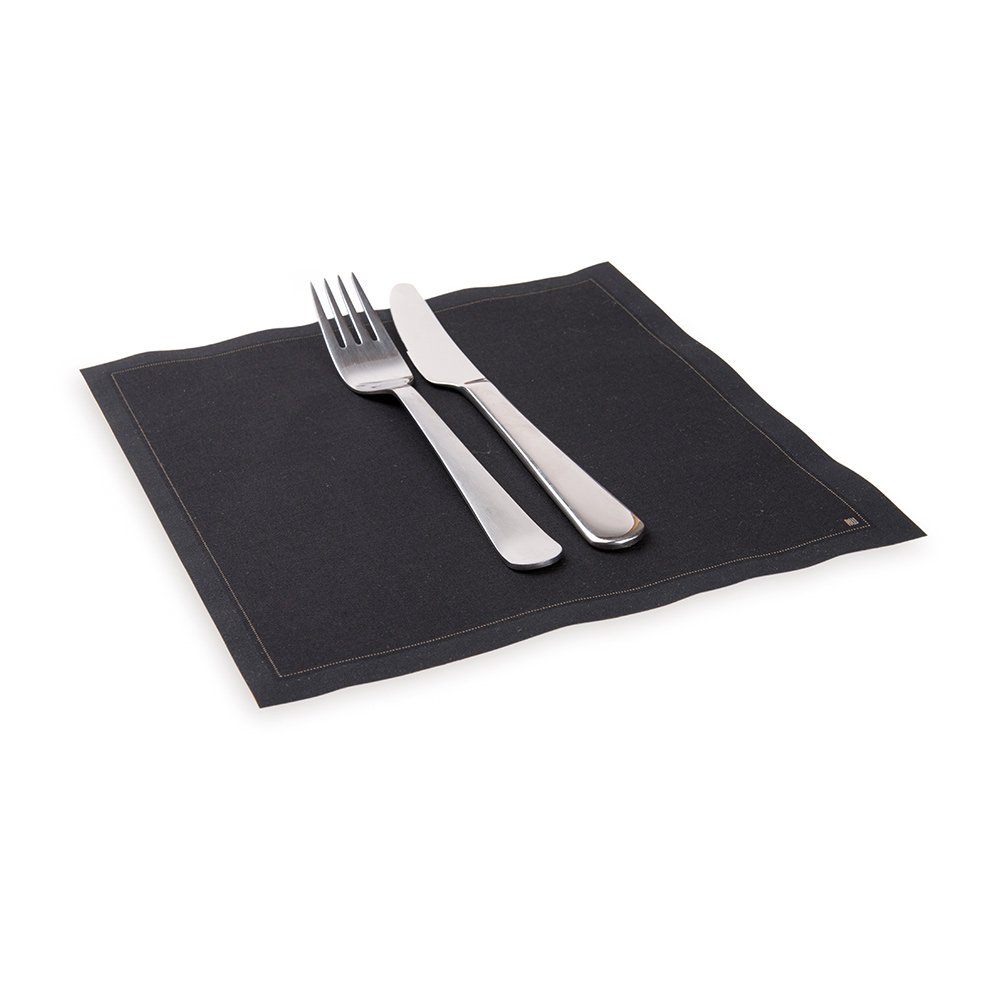 Premium 8.75 Inch Disposable Cotton Napkins (500 Pack) - Soft Linen-Like Feel with Taupe Stitching - Absorbent Black Party Napkins for Weddings, Celebrations & Fine Dining - Eco-Friendly Restaurant & Event Tableware