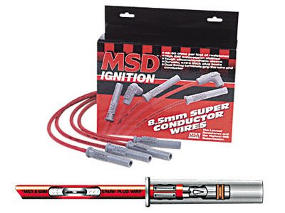 MSD 31229 8.5mm Super Conductor Spark Plug Wire Set - High Performance Red Ignition Wires for Cars, Trucks & SUVs | Perfect for Racing, Off-Road & Engine Upgrades