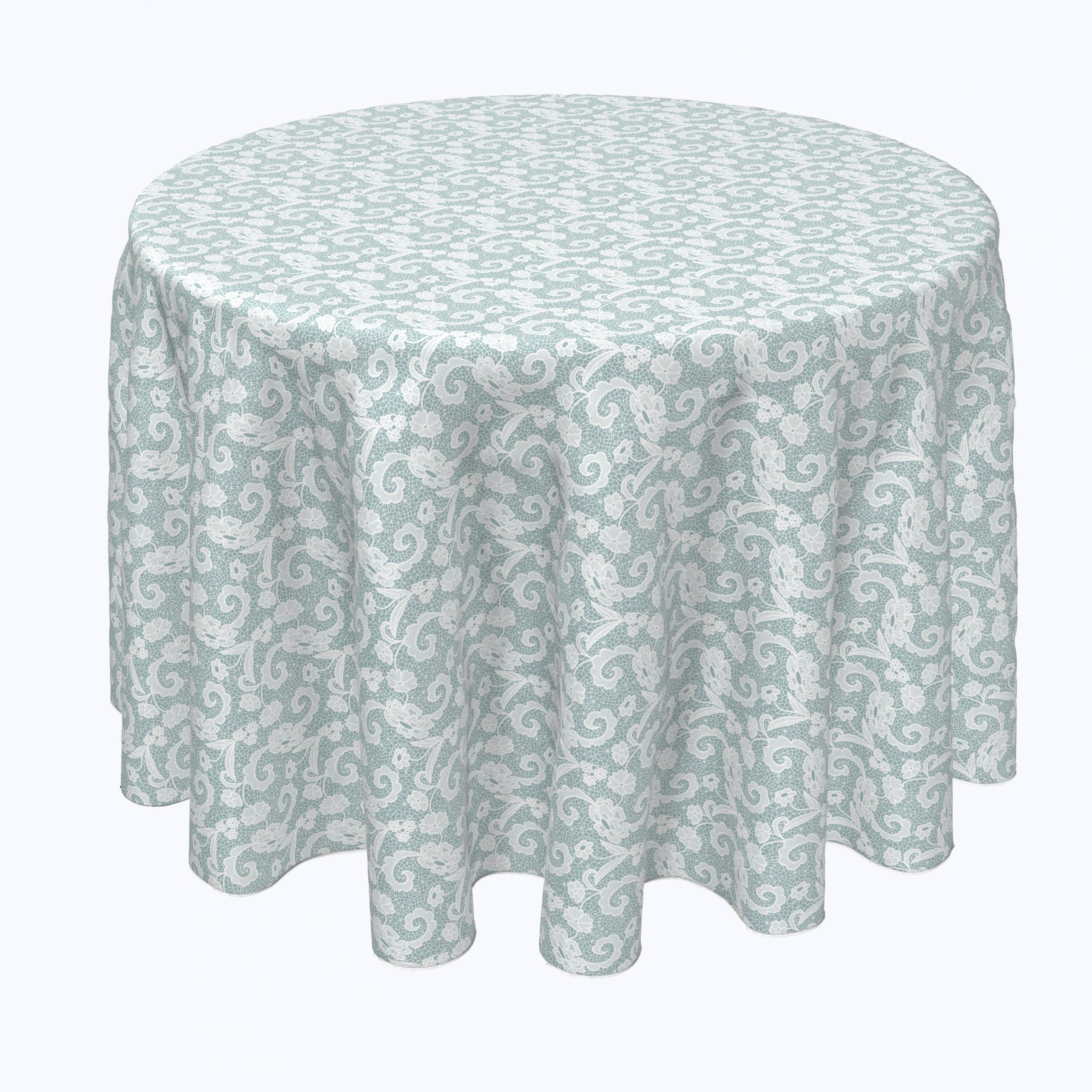 Blue Floral Lace Scrolls Round Placemats - Elegant Table Decor for Dining Room, Wedding, Party & Home Decor