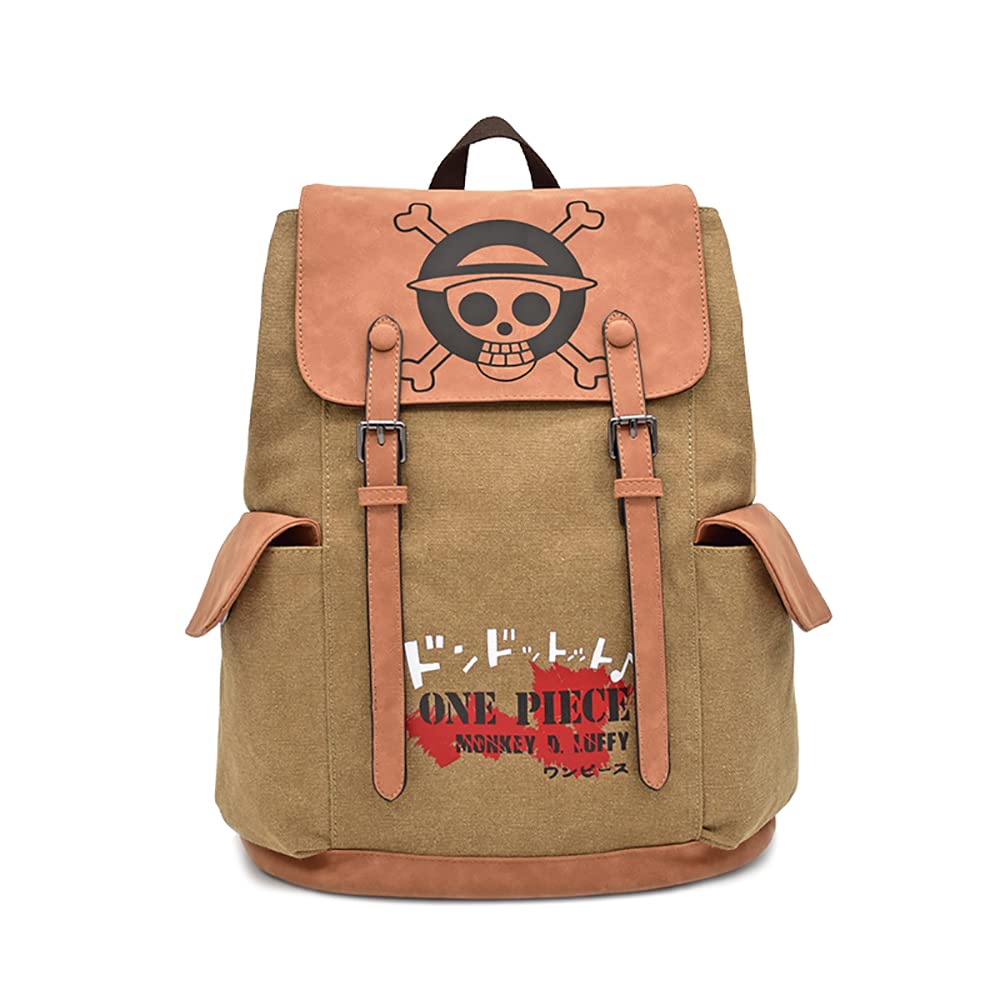 One Piece Anime Backpack - Luffy Captain Design Casual Canvas Laptop Book Bag for School, Travel & Cosplay | Durable & Stylish Anime Merchandise