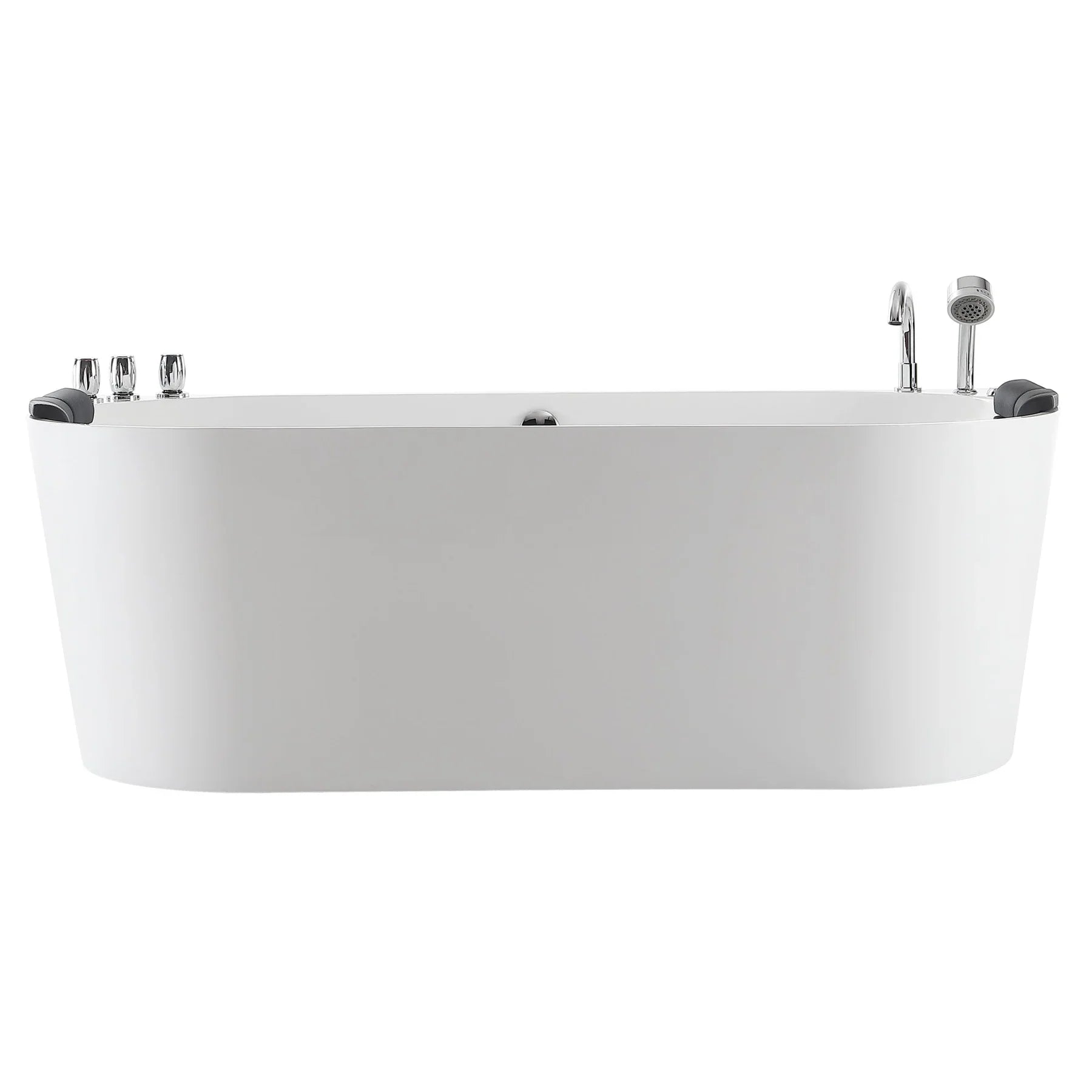 Empava 67-Inch White Acrylic Oval Freestanding Hydromassage Bathtub with Jets - 67AIS07 - Perfect for Luxury Bathrooms, Spa Relaxation & Home Therapy