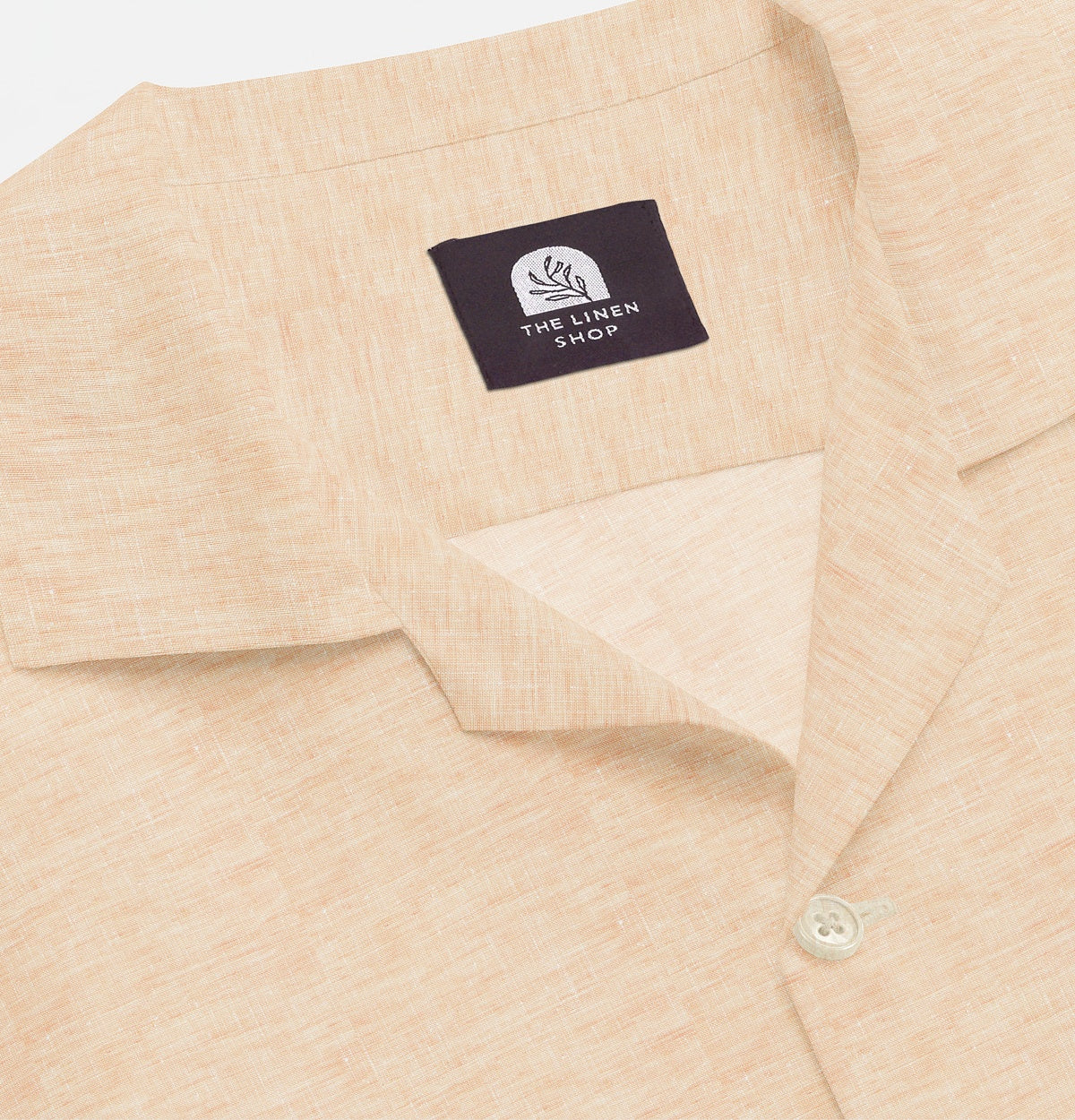 Peach Camp Collar Linen Shirt for Men - Breathable Summer Casual Wear - Perfect for Beach, Vacation & Outdoor Activities