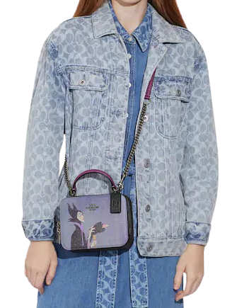 Coach Disney X Coach Box Crossbody Bag with Maleficent Motif - Stylish Mini Purse for Women, Fashionable Shoulder Bag for Daily Use, Date Night & Disney Theme Parties