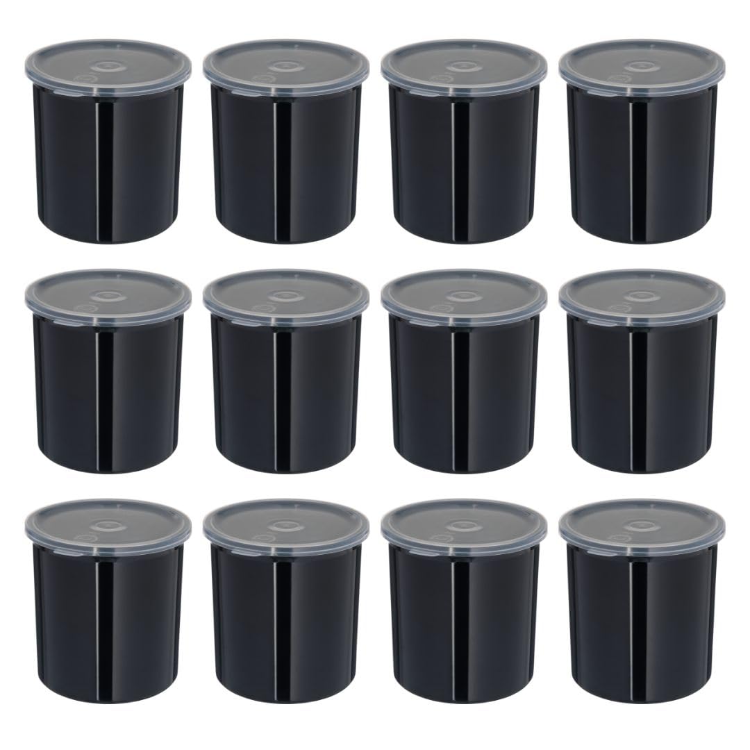 Carlisle 1.2 Quart Black Plastic Food Storage Containers with Lids - 12 Pack for Kitchen, Restaurant & Home Use - Ideal for Meal Prep, Leftovers & Bulk Food Storage
