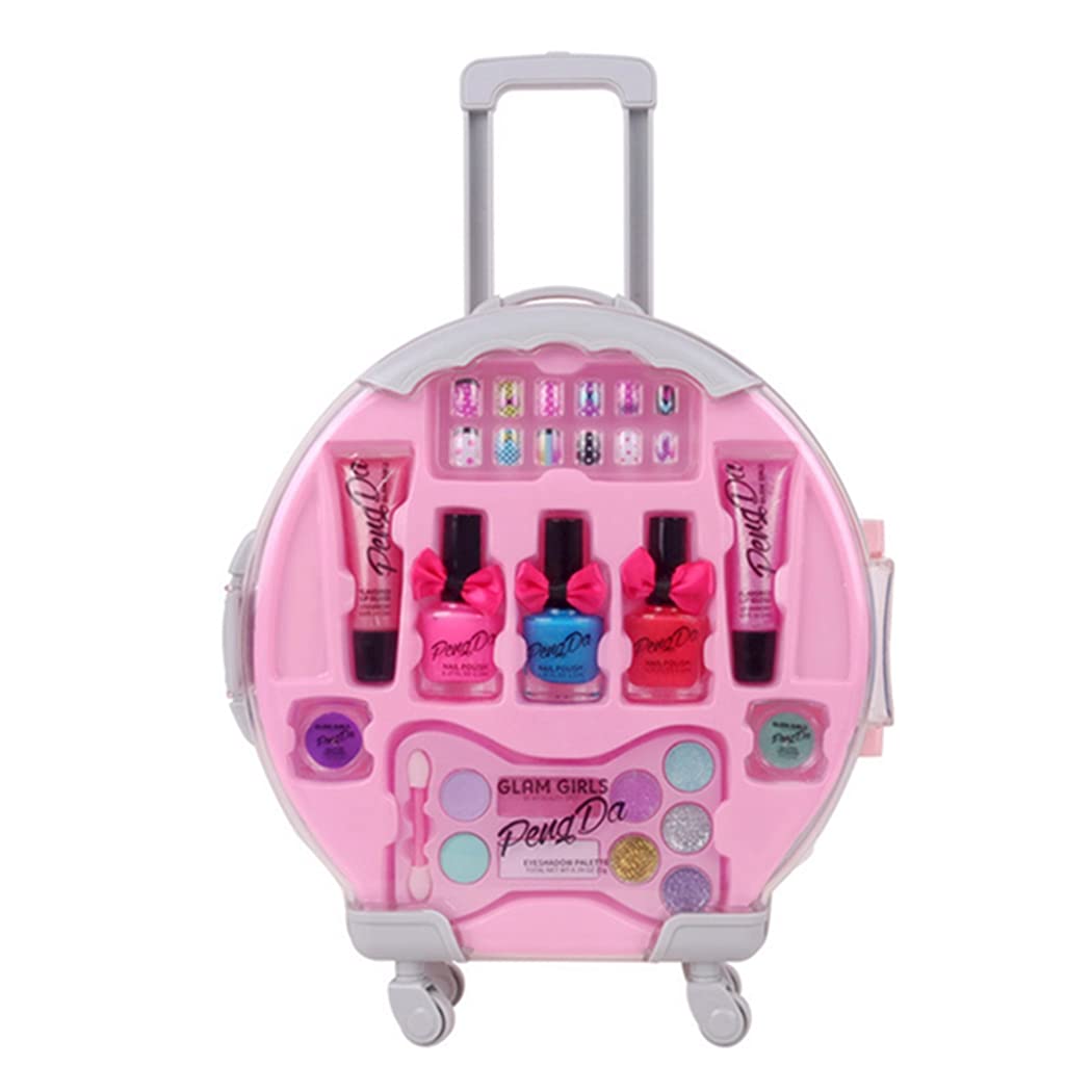 FunPa Washable Kids Makeup Kit with Suitcase - Pretend Play Toy Gift for Girls | Birthday & Dress-Up Fun