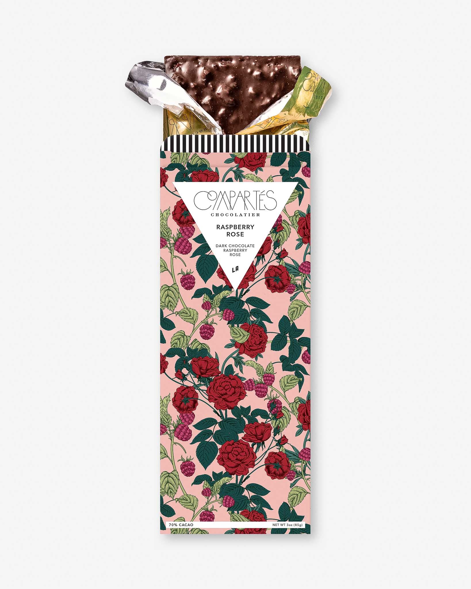 Delicious Raspberry Rose Chocolate Bar - Gourmet Dark Chocolate with Real Fruit & Floral Notes - Perfect for Valentine's Day Gifts, Romantic Dates & Self-Care Treats