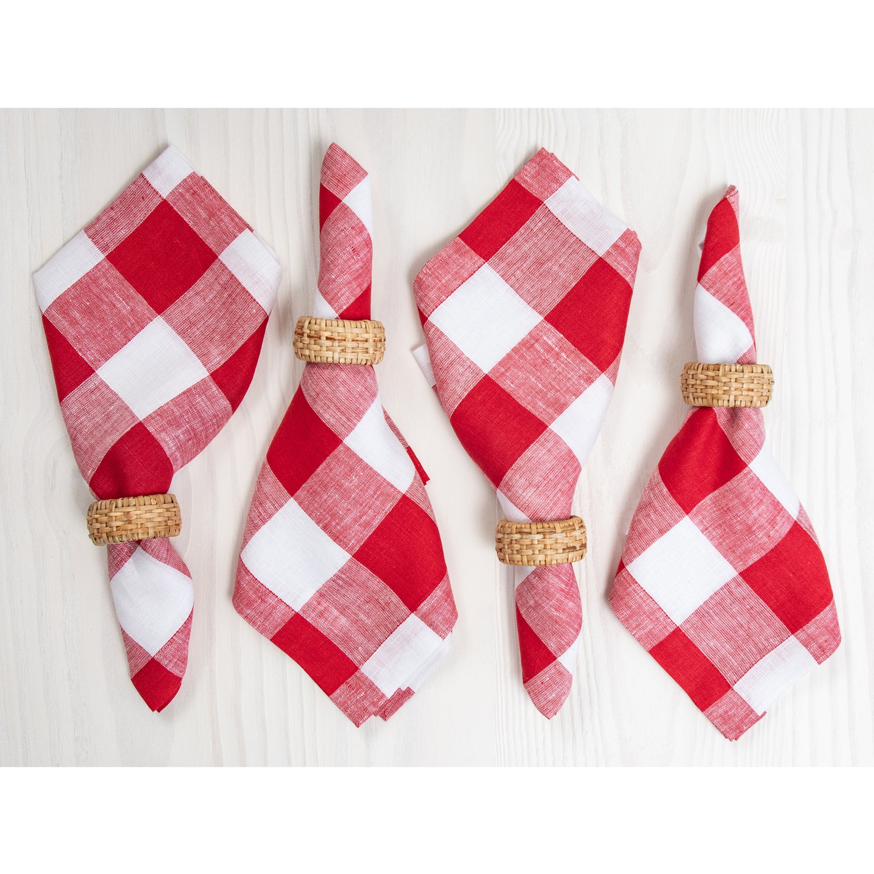Buffalo Check Cotton Napkins - Set of 4 Premium Dinner Napkins for Farmhouse Dining, Holiday Table Setting & Rustic Home Decor