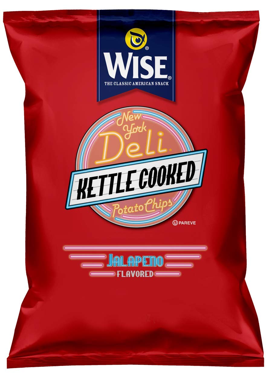 Wise Snacks NY Deli Kettle Potato Chips - Jalapeno Flavor, 1 Oz (36 Count), Gluten Free Snacks for Parties, Picnics & Game Nights