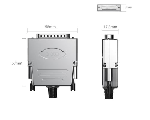 DB25 Male Solderless Shielded Metal Hood RS232 D-SUB Serial Adapter Connector - Breakout for Industrial Equipment & Computer Networking