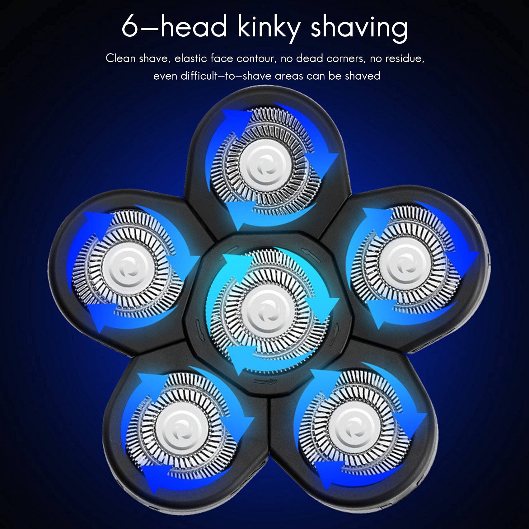 Men's Electric Shaver Replacement Heads - 6 Blades Replacement Heads for Bald Shaving - Perfect for Travel, Home Use & Daily Grooming Routine