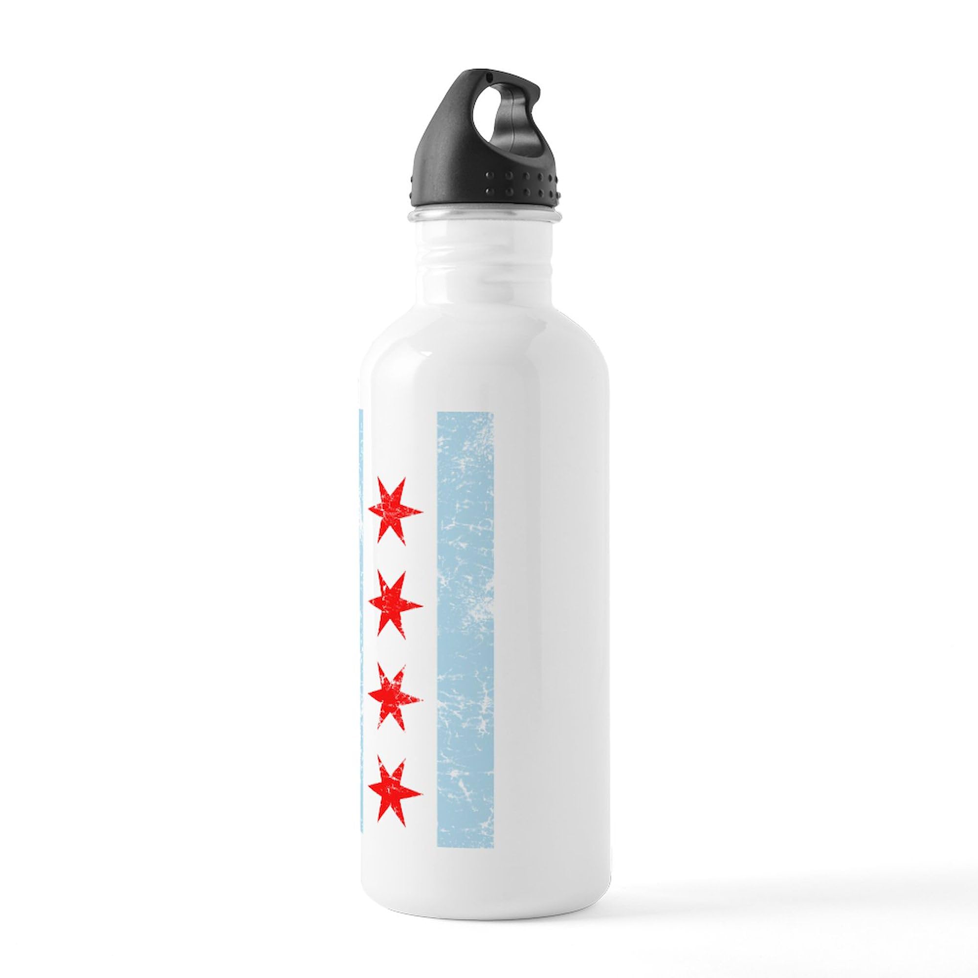 Chicago Flag Distressed Stainless Steel Water Bottle - 34oz (1.0L) Insulated Travel Mug | Durable & Leak-Proof for Gym, Hiking & Office Use