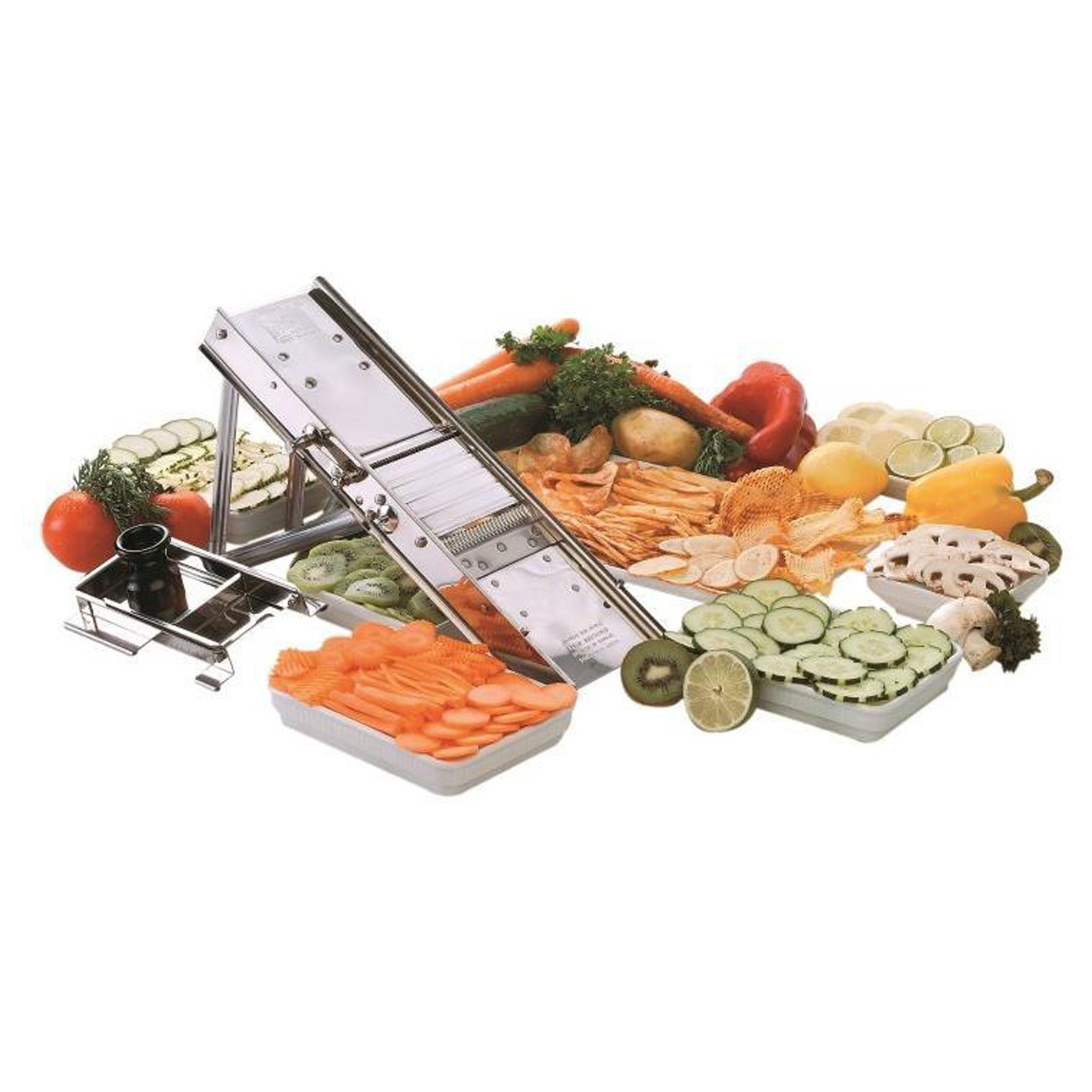 Bron Coucke Classic Mandoline Slicer - Professional Stainless Steel Vegetable & Fruit Cutter for Perfect Slicing, Dicing & Julienne - Ideal for Home Kitchen, Salad Prep & Gourmet Cooking
