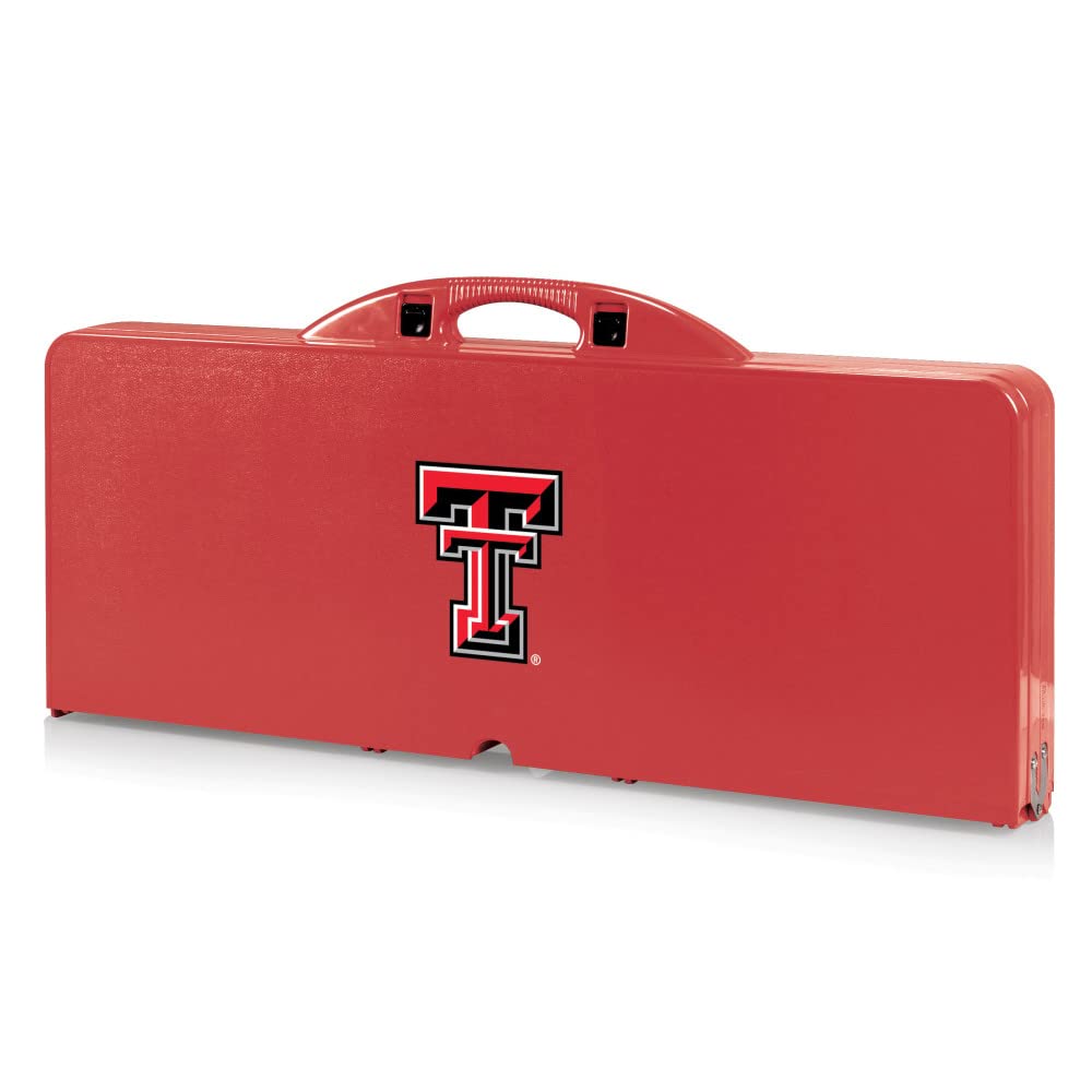 PICNIC TIME NCAA Texas Tech Red Raiders Folding Picnic Table - Portable Camping Table with Umbrella Hole - Outdoor Dining Table for Tailgating, Beach, Park & Backyard (Red)